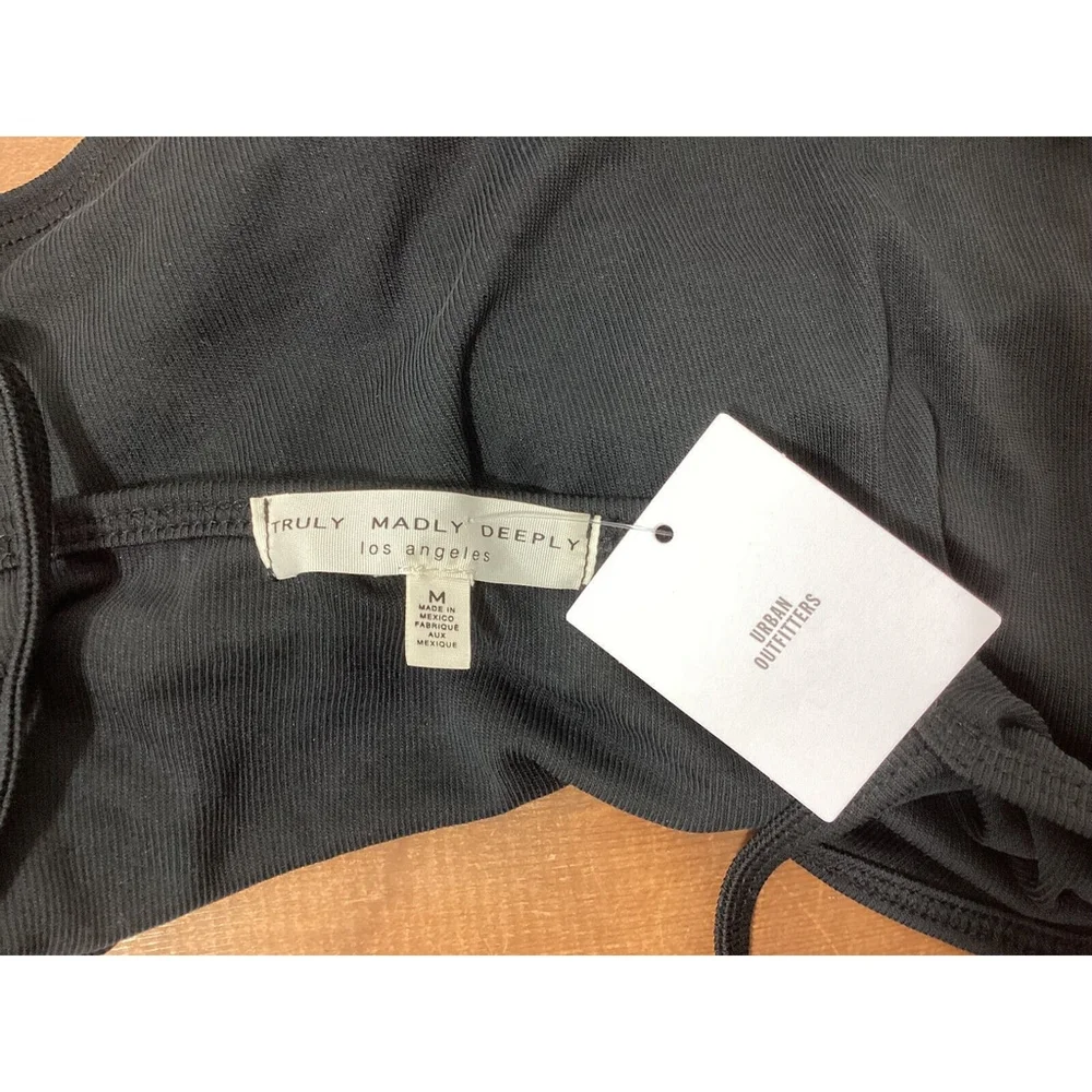 NWT Urban Outfitters Truly Madly Deeply Black Tie Front Henley Tank Sz M